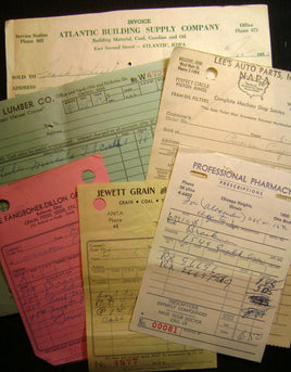 3798. Assorted Vintage Receipt Packets.