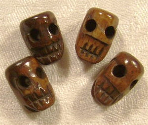 brown bone skull bead
