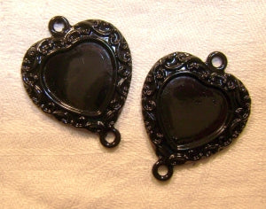 black connector heart charms