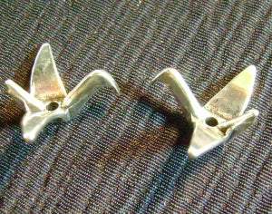 silver origami bird bead