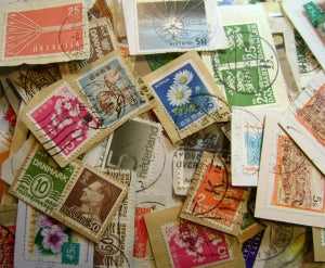 postage stamps on paper