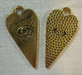 5299. Gold Heart and Eye Charms.