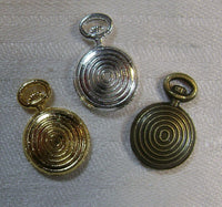 5340. Pocket Watch Charms in Three Colors.